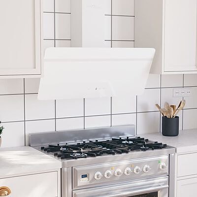 vidaXL Liesituuletin 90 cm teräs ja karkaistu lasi valkoinen(sku51674