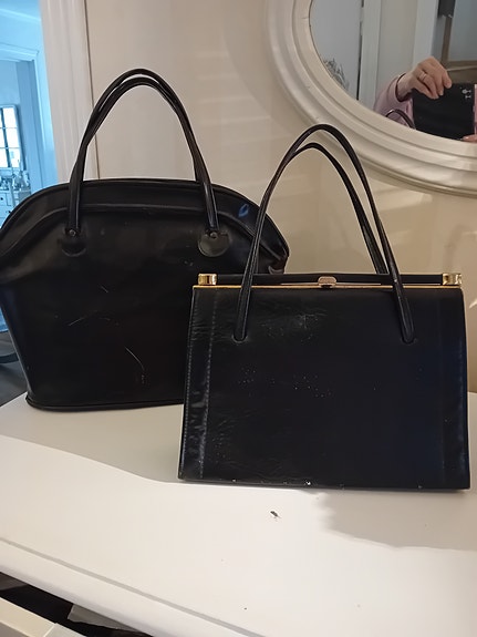 Vanha vintage käsilaukku,  musta