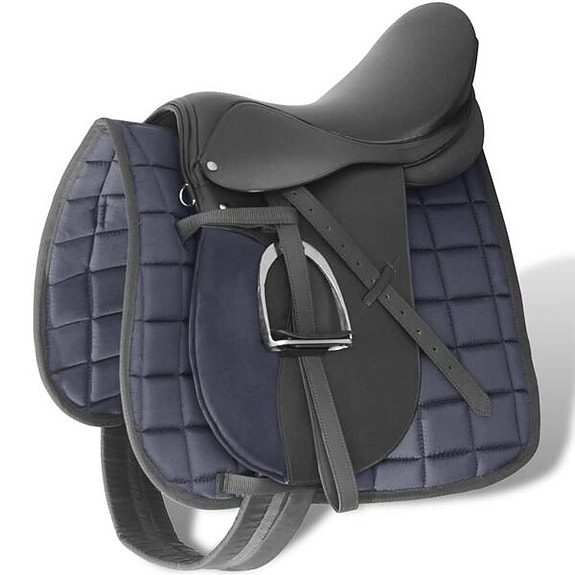 Ratsastussatula 16" Aitoa Nahkaa Musta 14 cm 5-in-1(sku90643