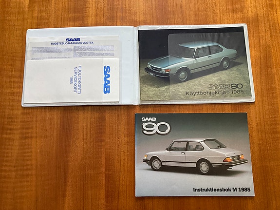 saab 90 käyttöohjekirja + huoltokortti + kansio vm 1985