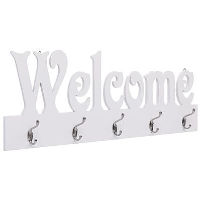 vidaXL Seinälle kiinnitettävä naulakko WELCOME valkoinen 74x29,5 cm(sku284247
