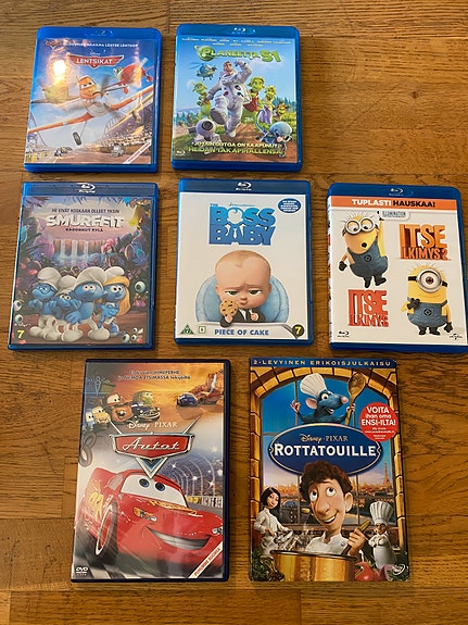 7 lasten / perhe leffat blu ray dvd autot lentsikat rottatuille itse ilkimys mm