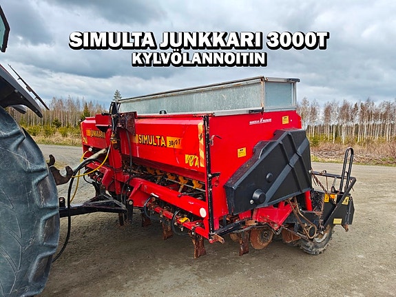 Simulta Junkkari 3000T kylvölannoitin - takapyöräkone - kiekkovantaat takana