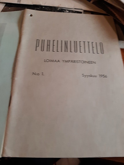 Puhelinluettelo Loimaa ympäristöineen 1956