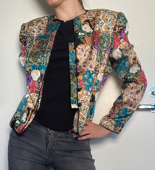 100 % silkki  vintage-retro bleiseri puku Adrianna Papell