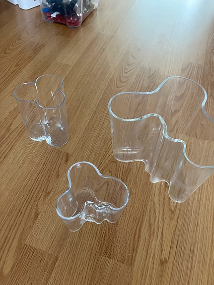 Iittala Aalto Maljakko Lasinen Kirkas + apila maljakko riihimäki