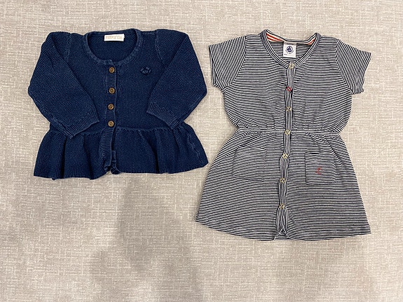 Setti: Uudenveroinen Petit Bateau mekko + Lindex neuletakki koko 62