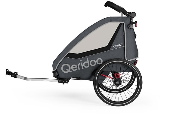 Qeridoo QUPA2 Polkupyörän Peräkärry 2 Lapselle, 3 Eri väriä - Harmaa