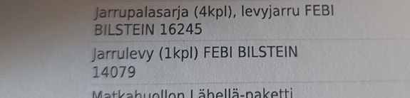 Alfa 156 Jarrulevyt ja palat taakse