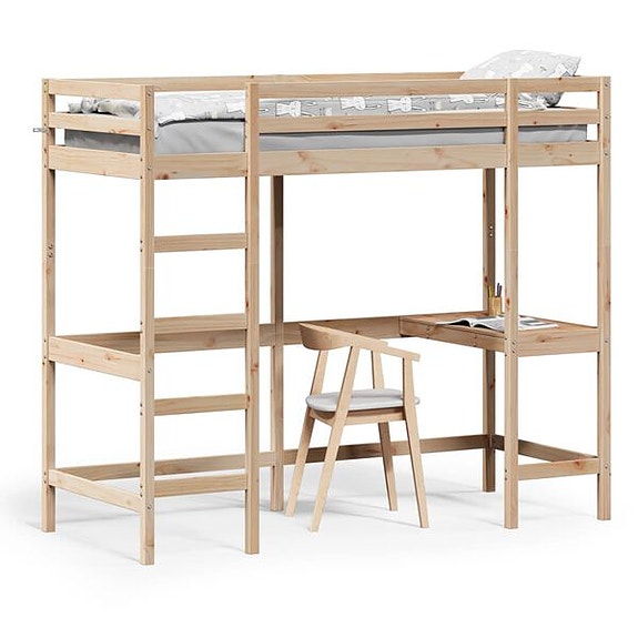 vidaXL Parvisänky työpöydällä 80x200 cm täysi mänty(sku842854