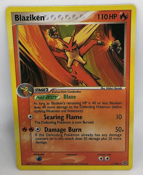 Blaziken 1/106 Holo EX Emerald Pokemon Kortti 2005