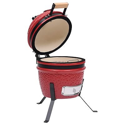 vidaXL Kamado 2-in-1 grilli/savustin keramiikka 56 cm punainen(sku316095