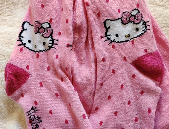 Hello Kitty -kissa - sukkahousut, koko 140 cm, vaaleanpunaiset