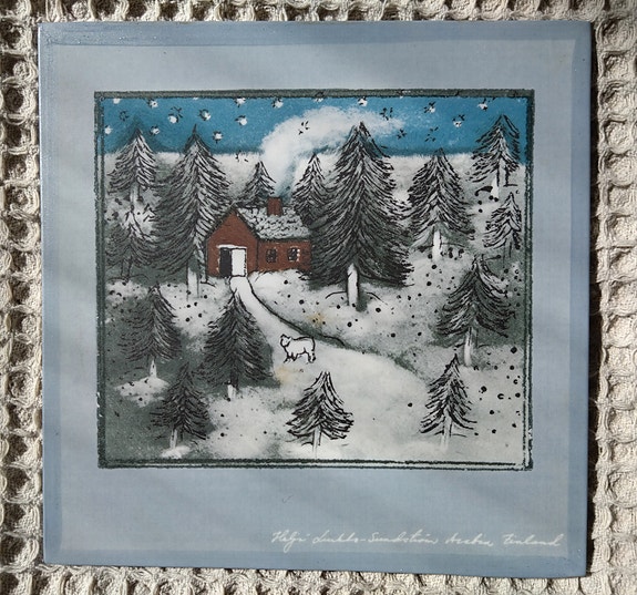 Talvinen Mökki-seinälaatta.