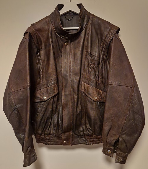 Vintage-tyylinen aito nahkatakki, koko L/XL
