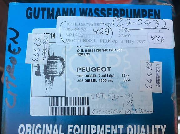 Citroen/Peugeot XU-moottorit Vesipumppu 82-92
