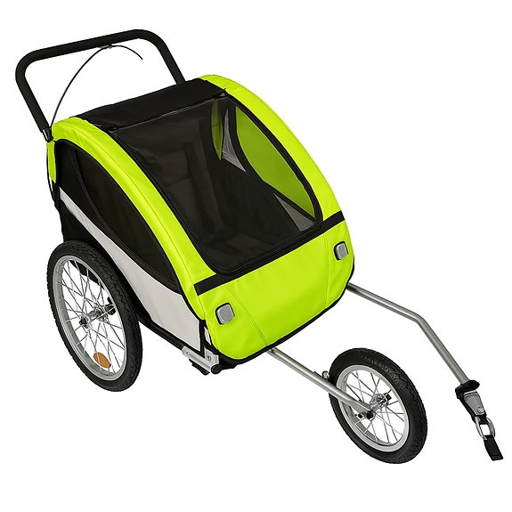 Pohjola Motors Polkupyörän peräkärry 2-in-1 PACE Vihreä, 2 lapselle
