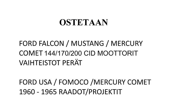 Ford USA Falcon/Mustang 144/170/200 cid moottorit, vaihteistot 1960 - 1965