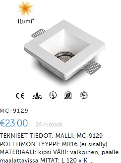 Kattoonupotettavat iLumi valaisimet - huomaa hinta!