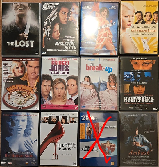 DVD elokuvia - draama, komedia, jännitys ja kauhu