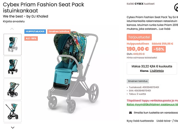 UUSI! Cybex by DJ KHALED Priam Seat Pack, WE THE BEST BLUE (ovh 190€)