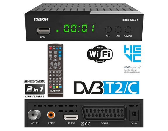 Edision Picco T265 Pro DVB-T2 / DVB-C HD teräväpiirto digiboksi ant/kaap.
