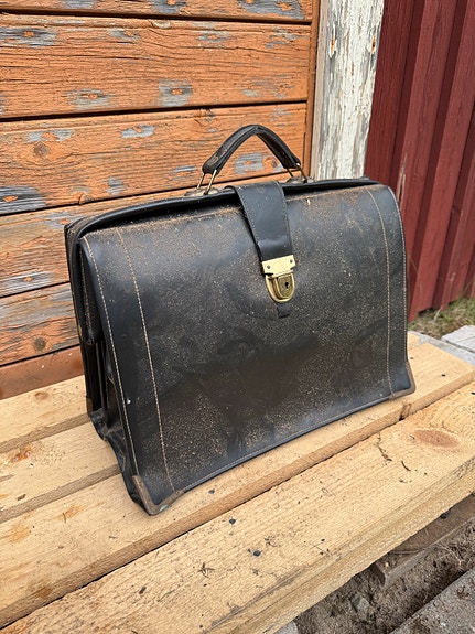 Todella Vanha Keinonahkainen Laukku/salkku
