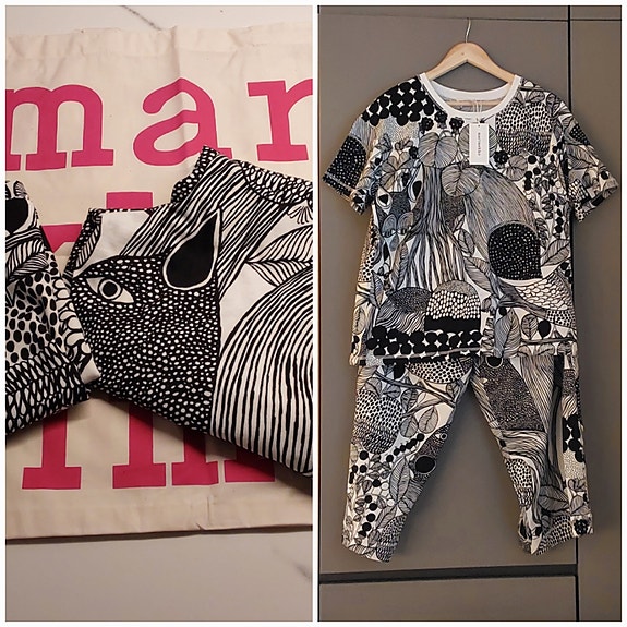 UUSI Marimekko pyjama + logokassi XL/XXL, SIS POSTIKULUT!