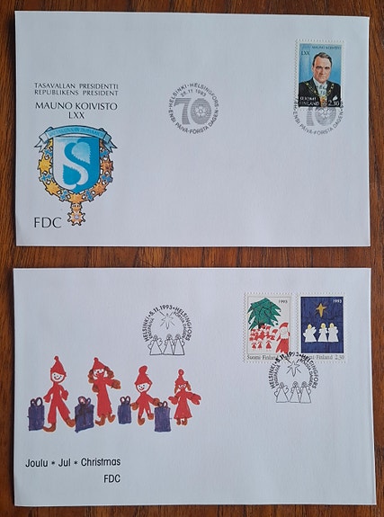 FDC 1993: Tasavallan presidentti Mauno Koivisto 70v ; Joulu