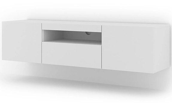 TV-taso AURA 150cm seinä-& lattia-asennus, valkoinen matta