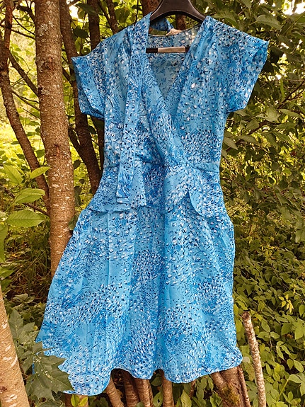 Vintagemekko, vaaleansininen, kevyt, läpikuultava, Misstex, 70-80-luku