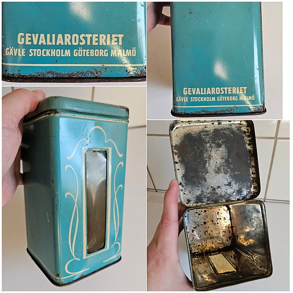 Antiikki peltipurkki kahvi sisustus purkki