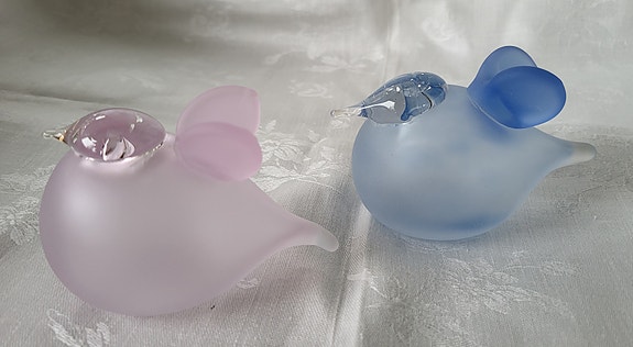 Oiva Toikka Lovebirds Baby Blue & Baby Pink, erittäin harvinaiset