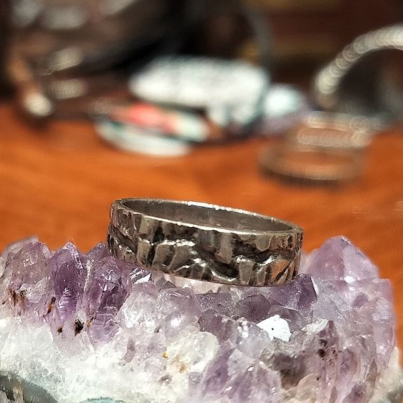 Vintage hopea design sormus