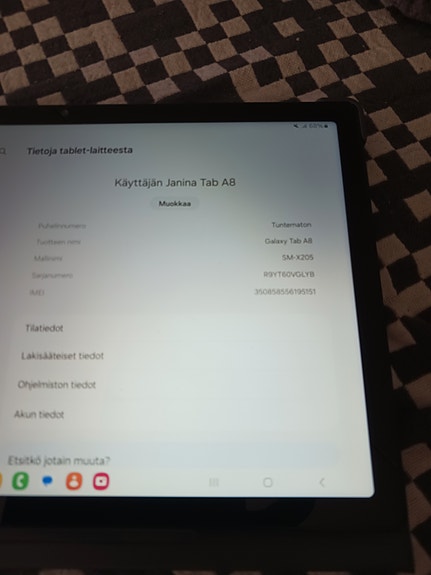 Samsung tab A8 kuin uusi