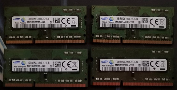 Samsung 4GB DDR3 sodimm 1333MHz ja 1600MHz, useampi kpl