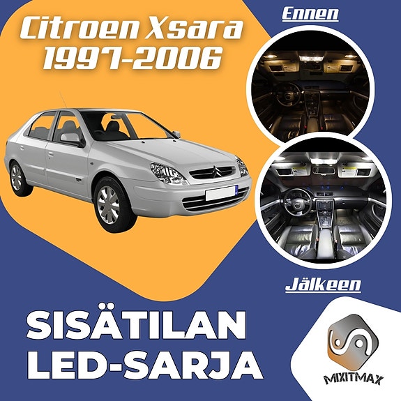 Citroen Xsara Sisätilan LED -muutossarja – 8 kpl – Plug & Play