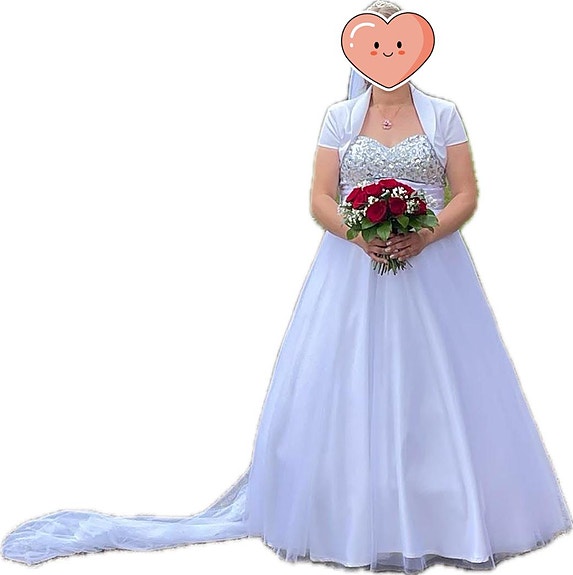 Hääpuku, bolero ja vannehame koko L