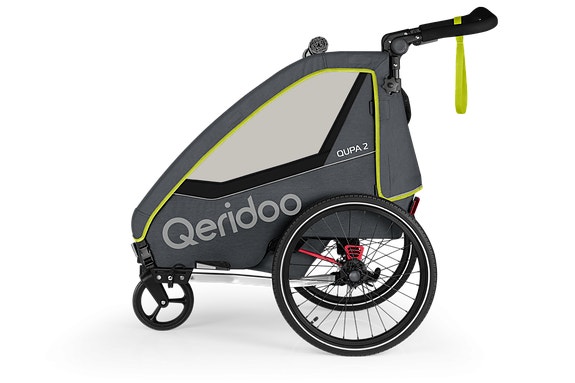 Qeridoo QUPA2 Polkupyörän Peräkärry 2 Lapselle, 3 Eri väriä - Vihreä