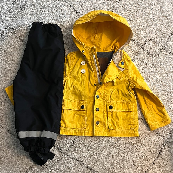 Välikausi -setti, takki ja housut 92/98cm +kintaat