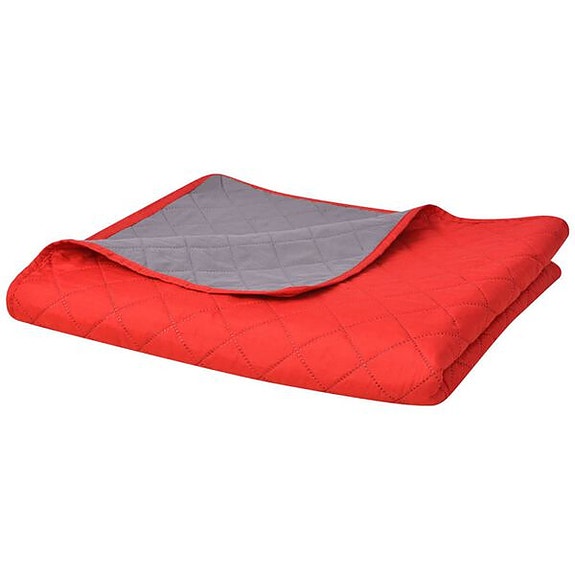 vidaXL Kaksipuolinen Tikattu Päiväpeite Punainen ja Harmaa 230x260 cm(sku131557