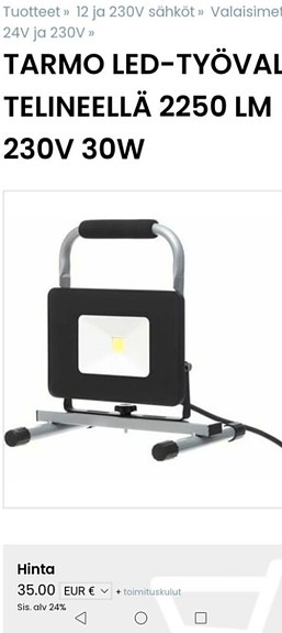 Led-valonheitin jalustalla. Käyttämätön
