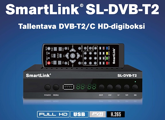 Smartlink SL-DVB-T2/C HD teräväpiirto digiboksi antenni- ja kaapeliverkkoihin