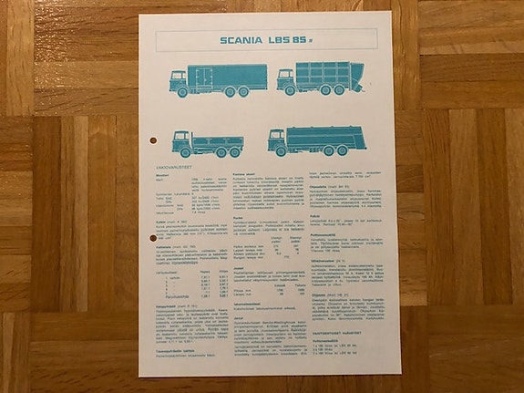 Esite Scania LBS 85 Super vuodelta 1972 - tekninen erittely