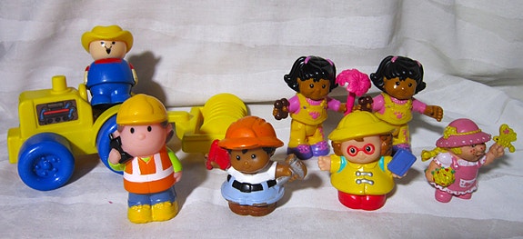Maatila-Figuureita .Poliisipyörä. Fischer Price,Little People. Lentokone