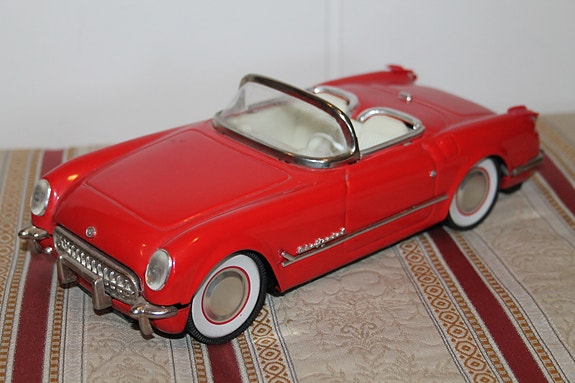 Vanha peltiauto Chevrolet Corvette C1 1954 25cm 1:18 leikkiauto metallinen malli