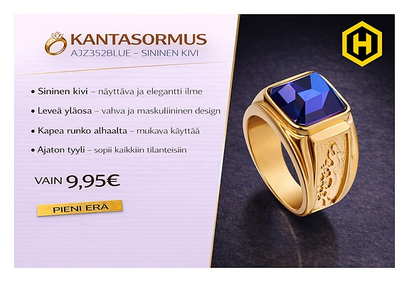 💍 Kantasormus AJZ352BLUE – sininen kivi
