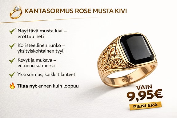 💍Kantasormus Rose musta kivi