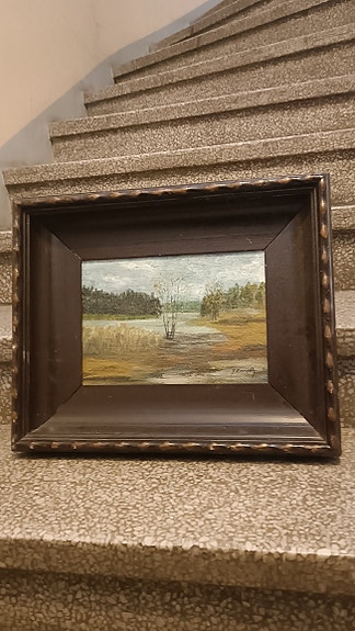 Antiikki Maisema Taulu Signeeraus 1900-alku