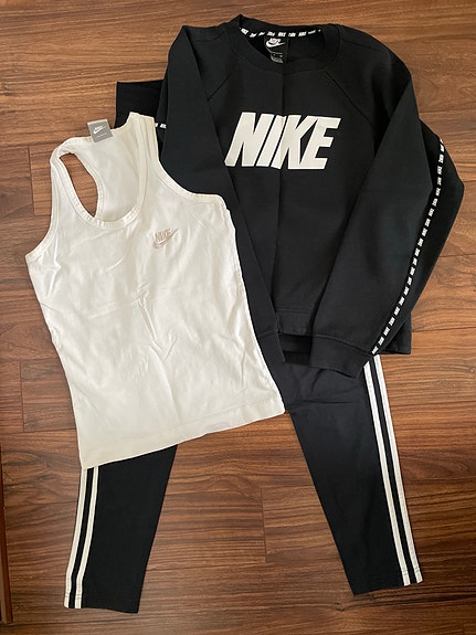 Nike college, toppi, Adidas housut S/36